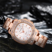 Montre de luxe pour femmes en acier inoxydable 1120, montre à quartz dorée avec diamants, meilleur cadeau