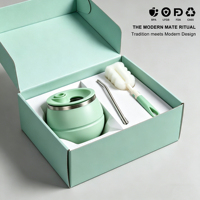 Ensemble de gourdes esthétiques mates pour Yerba Maté, tasse à maté au design moderne de 200 ml avec trou pour paille intégré et emballage cadeau pour les amateurs de thé