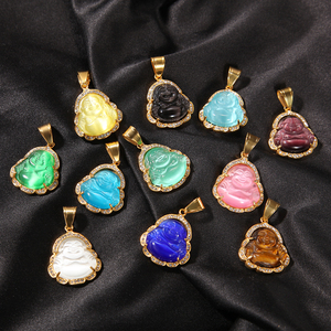 Nouveau Collier Bouddha en Acier Inoxydable Sertie de Pierres, Pendentif Bouddha Opale Multicolore, Bijoux de Rappeur de Haute Qualité - Product Image 4