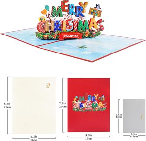 Custom Greeting 3D Pop-Up Christmas Card Eco-friendly <b>Gloss</b> Varnishing Thermal Transfer Printing Elegant <b>Paper</b> Merry Christmas - Product Image 6