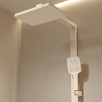 Robinet de douche thermostatique DG à LED, mural, en laiton chromé poli, avec douchette pluie et douchette à main, ensemble de douche de luxe pour villa