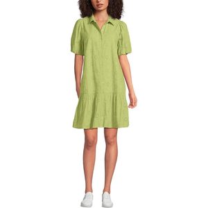 Vestido Camisero de Mujer FOXA con Manga hasta el Codo, Ojales, Largo hasta la Rodilla, Cintura Natural, Cuello Vuelto, Transpirable, Tejido, Casual para Uso Diario - Product Image 1