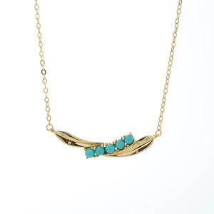 Collar de turquesa geométrico romántico chapado en oro de 18 quilates y plata S925 diseño de cadena de eslabones minimalista Unisex para regalo - Product Image 1