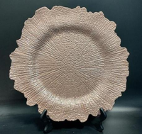 Assiette Moderne en Acrylique Flocon de Neige SLC062, Assiettes Rondes en Plastique Noir et Or de Luxe pour Décoration de Mariage et Dîner
