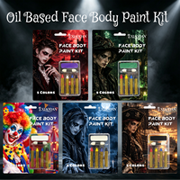 Kit de peinture pour le visage et le corps pour enfants à base d'huile, 5 couleurs, ensemble de bâtonnets tout-en-un, palette de crème, applicateur éponge double extrémité, Halloween