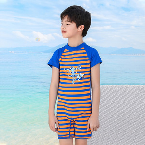 Traje de baño de una pieza para niños, traje de baño de secado rápido con dibujos de pulpo a rayas, ropa de playa de verano para niños de 2 a 7 años - Product Image 1