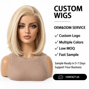 Peluca Bob Recta Rubia <span class=keywords><strong>Barbie</strong></span> con Frente de Encaje 13x4, Resistente al Calor, Cabello Sintético, Peluca Corta Completa para Mujer, Proveedor Mayorista - Product Image 1