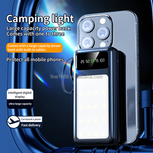 Banco de energía móvil de 20000mAh directo de fábrica con cable incorporado desmontable y interfaz de entrada Micro USB de luz de camping de 10W - Product Image 4