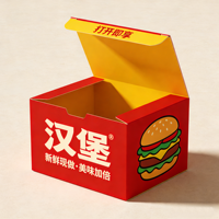 Emballage personnalisé en gros pour frites colorées style fast-food et boîtes à hamburgers à emporter