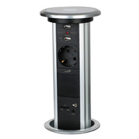 Prise de bureau escamotable intelligente avec haut-parleur à chargement sans fil, ports USB Type-C, hub d'alimentation de bureau en aluminium à rétraction automatique