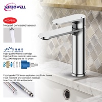 Robinet mitigeur de lavabo Sembowell chromé, monocommande, eau chaude et froide, sans plomb, pour salle de bain