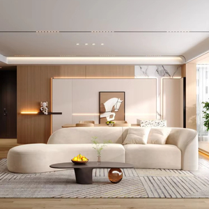 Conjunto de Sofás Curvos Modernos Minimalistas Italianos para Apartamentos Pequenos, Estilo Creme, Tecnologia de Espuma sem Dissolução para Sala de Estar - Product Image 1