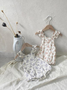 Tutina Estiva per Neonata <span class=keywords><strong>Senza</strong></span> <span class=keywords><strong>Maniche</strong></span> con Stampa Floreale 100% Cotone Abbigliamento per Bambina - Product Image 2