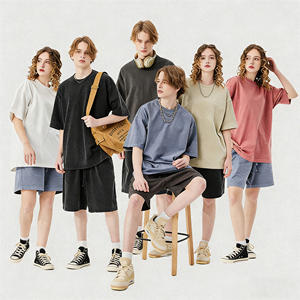 T-shirt décontracté à manches courtes pour homme, 100 % coton tricoté, 220 g, couleur unie, col rond, coupe classique, doux et confortable, style hip-hop, vente en gros - Product Image 1