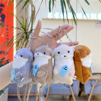 Porte-clés en peluche 3D mignon et doux, en forme de castor ou de loutre marine tenant une poisson, breloque de sac, poupée pour machine à griffes