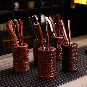 Juego de cucharas de té de palisandro, accesorios de té Kung Fu de madera maciza con forma de cilindro - Product Image 1