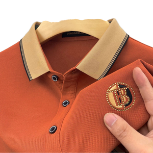 Camisa de Golf de Verano 2024 para Hombre, Tejido Sólido, Corte Entallado, Bordado con Diamantes, Solapa de Tela, Secado Rápido - Product Image 1