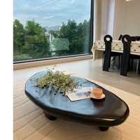 Table basse ovale style crème nordique, Wabi-Sabi, moderne, minimaliste, design pour salon