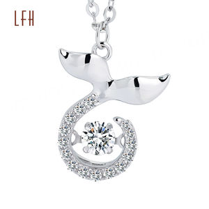 Bijoux fins Collier pendentif queue de phoque en or 18 carats Or pur 18 carats Collier en zircon cubique pour femmes - Product Image 1