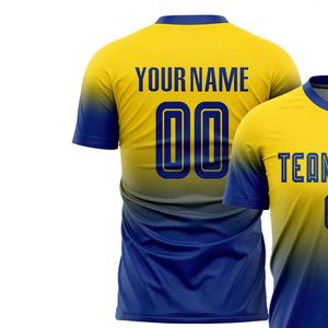 Camiseta de Fútbol con Degradado Amarillo y Azul, Manga Corta, Transpirable, de Secado Rápido, Ligera, para Entrenamiento y Partido - Product Image 3