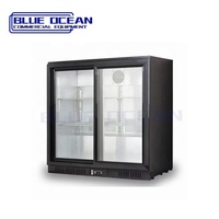 Mini réfrigérateur congélateur noir avec comptoir vitrine en verre refroidissement par air pour maison publique pour bureau d'étude ou mini-bar