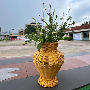 Huangtu Rattan Hand gewebte Desktop Retro Dekoration Blumenvase Dekoration Pflanzen korb Handgemachte Blumen korb Topf - Product Image 2