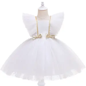 Crianças verão Fly manga vestido de malha Kid Princess roupas Baby Girl Dresses