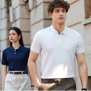 เสื้อโปโลแขนสั้นผ้าฝ้ายผสมลินินระบายอากาศได้ดีชุดธุรกิจฤดูร้อนทรงหลวม - Product Image 1