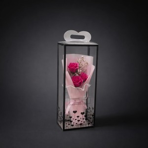 Boîte transparente, mini bouquet de roses artificielles préservées, fleurs séchées Baby Breath, cadeau de mariage ou de la Saint-Valentin, vente en gros - Product Image 1