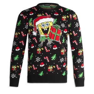 <span class=keywords><strong>Pull</strong></span> de Noël personnalisé OEM, <span class=keywords><strong>pull</strong></span> jacquard à col rond avec motif bonhomme de neige et sapin, service de vente en gros - Product Image 5