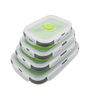 Factory Stock Silicone Foldable Multifunctional Square <b>Lunch</b> <b>Box</b> Bento <b>Box</b> Microwave Safe Refrigerator Storage Fresh-Keeping - Product Image 5