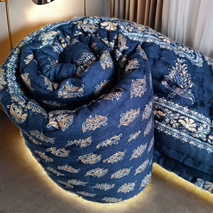 Rajasthani Gold Luxury Cotton Razai <b>Quilt</b> Hand Block Printed Jaipuri Blanket <b>Winter</b> Home Hotel Use - Product Image 2