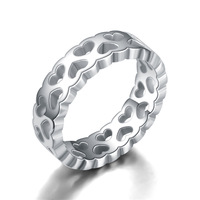 Bague Vintage en Or Rose 18 carats pour Femme, Motif Cœur Creux Gravé, Tendance, pour Couple, Mariage, Fête, Vente en Gros