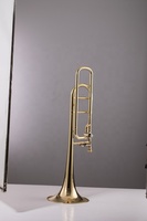 OEM Tenor Trombone Brass Material Bb/F Key Gold Tuning Slide Marching Band & Orchestra Musical Instrument