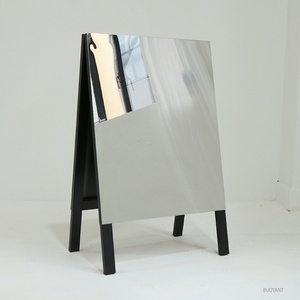 Wholesale Metal A-frame Sandwich Board Store Coffee Shop Outdoor Stand Sign Folding <b>Mirrored</b> a Frame Sidewalk Sign for Business - Product Image 1
