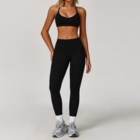 Ensemble de vêtements de Sport de haute qualité pour femmes soutien-gorge de Yoga à sangle réglable et short de Compression extensible taille haute ensemble 2 pièces ensemble de Yoga