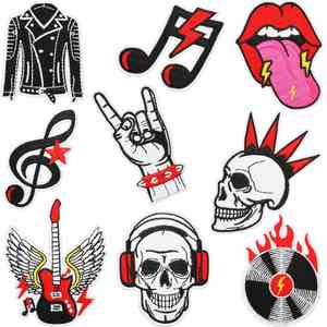 Punk Style Iron on Embroidery Rock <b>Band</b> Skull Music Note Patch for Clothing Bag Jeans Decoration - Product Image 5