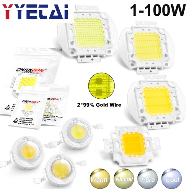 1W 3W 5W 20W 50W 100W High Power Led Chip Light Bead Warm Natural Cold White DIY 1 3 20 50 Watt Smd Cob Bright Floodlight Bulb