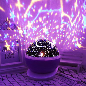 Proyector de luz nocturna romántica para bebé, luna, estrella, cielo, rotación de 360 grados, cambio de <span class=keywords><strong>Color</strong></span> con Cable USB - Product Image 1