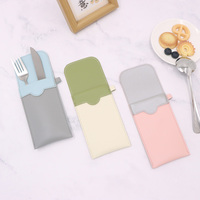 Nouvelle pochette créative en cuir PU pour cuillères et fourchettes, étui de rangement pour couverts de restaurant, pochettes pour cuillères et fourchettes, décoration de table