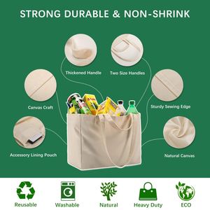Custom Logo Reusable Grocery Farmers <b>Market</b> Bulk Canvas Shopping <b>Bags</b> for Groceries Beach Tote <b>Bag</b> - Product Image 4