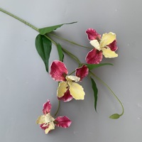 Tiges de fleurs artificielles en EVA, orchidées irisées, pour la décoration de mariage, fausses feuilles vertes, arrangements floraux