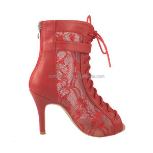 Toptan seksi Peep Toe yüksek topuk dans ayakkabıları kadın geri fermuar ile Fashionable10CM dantel dans botları - Product Image 2