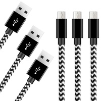 Kabel USB Micro Pengisi Daya Cepat Berbahan Nilon Kepang, Super Charging, Panjang 3 Meter untuk Penggunaan Ponsel, Power Bank, Printer