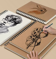 Bloc-notes A4 60 pages 160 g/m², reliure spirale, couverture rigide en kraft, carnet de croquis, livre de dessin pour adultes, fournitures de dessin artistique