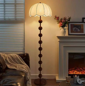 Lampadaire rétro en bois massif de style français, pour salon, canapé, ambiance décorative, chambre à coucher, protection des yeux, lampe de chevet sur pied - Product Image 2
