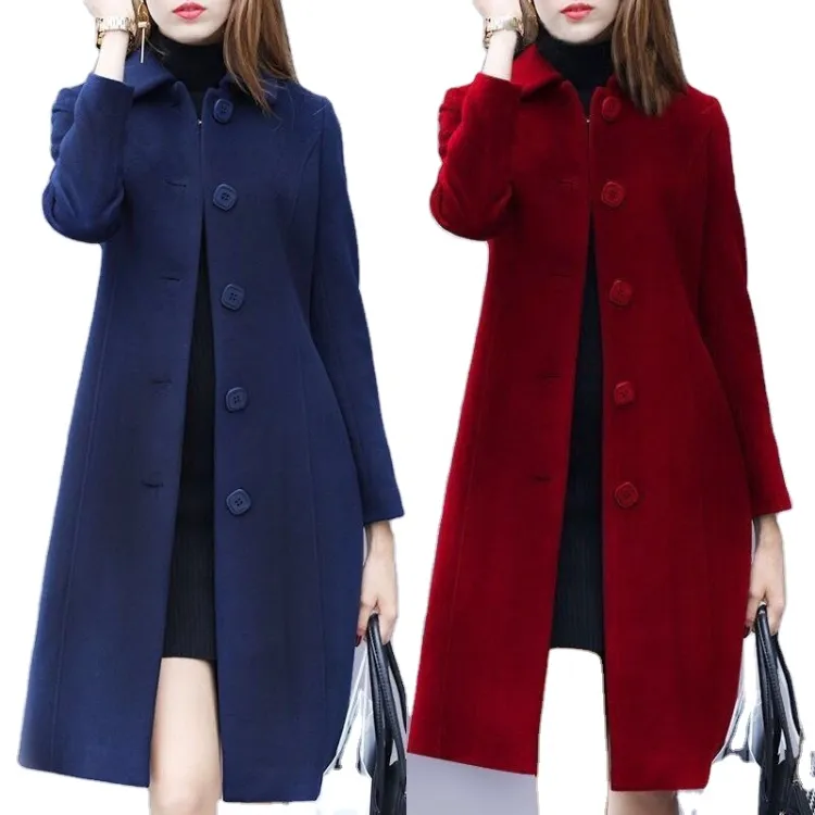 2024 Wholesale New Winter Women's Fashion Warm Casual Coat high quality Women Long Slim Jacket Windbreaker Cloak Topcoat Coats