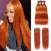 Lots de cheveux 10A couleur orange, ondulés, vierges, 100% cheveux humains brésiliens Remy de qualité supérieure pour femmes noires