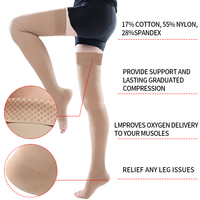 Bas de contention médicaux en coton respirants et doux, hauteur cuisse, 20-30 mmHg, avec bande antidérapante en silicone pour femmes et hommes