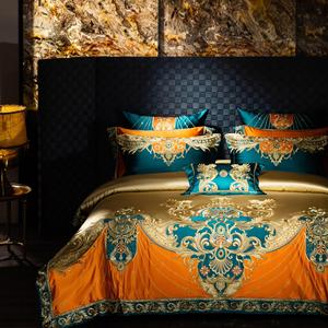 Set di Biancheria da Letto di Lusso in Cotone 140S con Ricami, Copripiumino e Lenzuola Arancioni ODM/OEM - Product Image 2